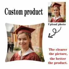 个性化舒适枕头，配有定制照片枕套，可机洗，现代风格，个性化情侣、家人、朋友、宠物图像，家居装饰，易于护理的防污垫套，无枕芯圣诞礼物 - 彩色 - 查看 6