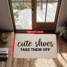 1pc Cute Shoes Letter Pattern Doormat, Modern Simple Style Jute Carpet, Anti-Slip Rubber Backing, Water-Absorbing, Durable Indoor Entrance Mat For Living Room, Bedroom, Bathroom, Kitchen, Suitable For All Seasons, Machine Washable, Multiple Styles Available