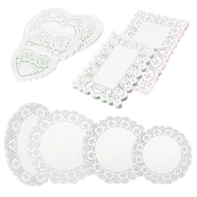 100pcs White Paper Lace Placemats, Decorative Disposable Placemats, Suitable For Desserts, Fried Foods, Wedding Tableware Decor, Cake Packaging - Round/Oval/Rectangular/Heart Shaped - White - View 2
