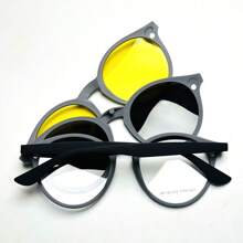 Unisex Clip-On AQ2180 3 Lens Polarized Glasses Frames With Spring TR-90 Magnetic Eyewear - Xám - Xem 3