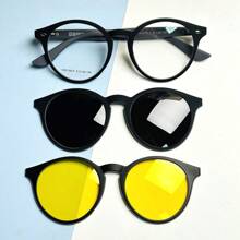 Unisex Clip-On AQ2180 3 Lens Polarized Glasses Frames With Spring TR-90 Magnetic Eyewear - Xám - Xem 2