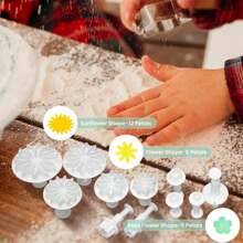 33Pcs Fondant Cake Cookie Plunger Cutter Sugarcraft Flower Leaf Butterfly Heart Shape Decorating Mold DIY Tools, Valentine's Day Party, Home Decor, Home Gifts - White - View 5