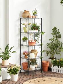 SONGMICS Kitchen Metal Shelves, 5-Tier Wire Shelving Unit With 8 Hooks, Narrow Storage Rack With PP Liners, Adjustable Height, For Bathroom - Silver - View 3