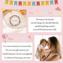 New Mom Inspirational Natural Stone Beaded Bracelet With Footprint Charm - Elegant Mother's Day Gift, Pregnancy Celebration Jewelry