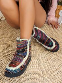 Women's Cozy Warm Platform Western Snow Boots Bohemian Multi-Color Winter Booties - Multicolor - View 6