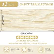 YMHPRIDE 12 Packs Of Cheese Cloth Tablecloth, 35 X 120 Inches Long, Bohemian Cheese Cloth Gauze Tablecloth, Translucent Tablecloth, Wedding Decorations, Bridal Shower, Birthday Party - 米色 - 查看 2