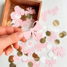 100 piezas de confeti de lazos rosados - Confeti para despedida de soltera "Se está atando el nudo", decoraciones de ducha nupcial con lazos, despedida de soltera "Atando el nudo"