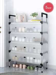 Zapatero de 5/6 niveles a prueba de polvo, organizador de gabinete de zapatos que ahorra espacio con marco de metal para interiores, hogar, dormitorio, apartamento, alquiler - Multicolor - Ver 2