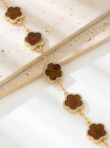 1pc Elegant Lucky Clover Women's Bracelet, Wedding/Party Gift - Brown - View 4