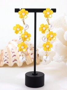 1 对时尚仿珍珠花耳环，优雅珍珠花耳环配饰，适合女性春夏季度假、婚礼，是送给女士的完美礼物 - 珍珠花卉 - 查看 20