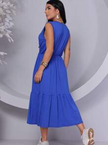 Women's Casual Fleece Dress, Fresh For This Summer - Xanh đậm - Xem 2