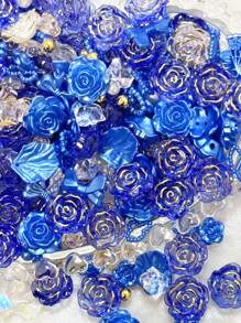 一袋70g哑光纯色星空花混合系列，蝴蝶结，仿珍珠DIY手链，手机壳，项链，珠宝，自制朋友礼物，穿孔多功能珠宝和装饰道具可用作框架装饰，以实惠的价格和高性价比打造名人卡道具，装饰和景观。所有款式均精心制作，包括仿珍珠，冰块和玫瑰，每个单独包装情人节