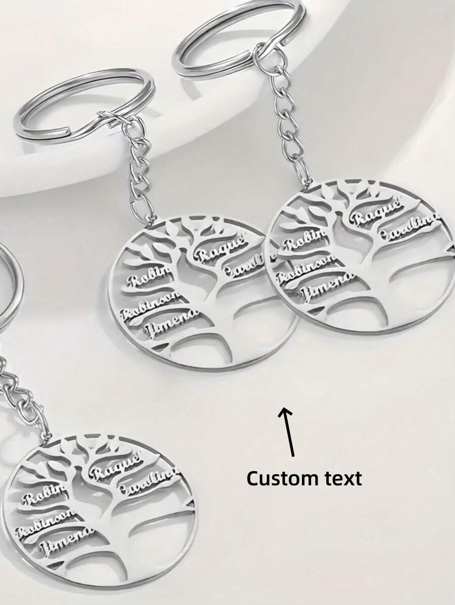 1 Stück personalisierter Name aus rostfreiem Stahl Stammbaum Schlüsselanhänger, stilvoller Taschenzubehör, Jahrestag, Abschluss DIY Geschenke Muttertags Geschenke für Familie Geburtstags Geschenke Weihnachtsgeschenke Valentinstag Geschenke