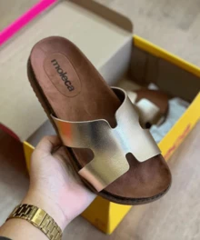 Moleca Women's Flatform Clog Sandal Summer Fashion Comfort ORIGINAL - 5500.100 - H-Strap - Dourado Moleca - H 型錶帶 - 查看 2