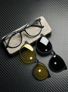 Round Clip On Glasses Frame TR-90 Material With Spring - Xám - Xem 1