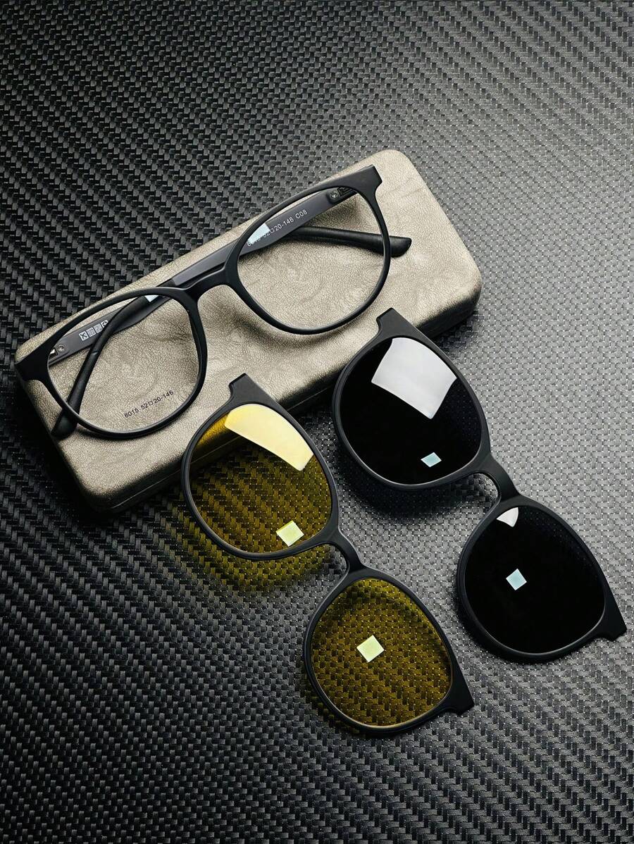 Round Clip On Glasses Frame TR-90 Material With Spring - Xám - Xem 1