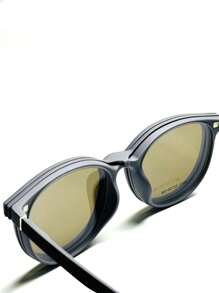 Round Clip On Glasses Frame TR-90 Material With Spring - Xám - Xem 5