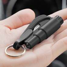 1pc Multi-Functional 2-In-1 Car Escape Tool, Mini Spring Automatic Window Breaker And Seatbelt Cutter (Window Breaker + Seatbelt Cutter) - Black - View 4