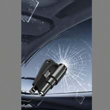 1pc Multi-Functional 2-In-1 Car Escape Tool, Mini Spring Automatic Window Breaker And Seatbelt Cutter (Window Breaker + Seatbelt Cutter) - Black - View 2