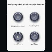 1pc Multi-Functional 2-In-1 Car Escape Tool, Mini Spring Automatic Window Breaker And Seatbelt Cutter (Window Breaker + Seatbelt Cutter) - Black - View 7