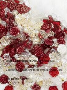 一袋70g哑光纯色星空花混合系列，蝴蝶结，仿珍珠DIY手链，手机壳，项链，珠宝，自制朋友礼物，穿孔多功能珠宝和装饰道具可用作框架装饰，以实惠的价格和高性价比打造名人卡道具，装饰和景观。所有款式均精心制作，包括仿珍珠，冰块和玫瑰，每个单独包装情人节