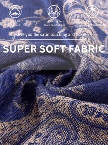 1 chiếc khăn choàng Jacquard họa tiết Paisley cổ điển phong cách Bohemian dành cho nữ, khăn choàng đa năng để mặc hàng ngày - Xanh đậm - Xem 5