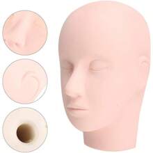 1 pieza/2 piezas Cabeza de práctica, cabeza de maniquí para práctica de maquillaje, maniquí de maquillaje facial, cabeza de entrenamiento de silicona con rostro humano 3D - Multicolor - Ver 7