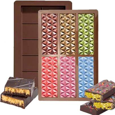 2 Stück Schokoladenriegel Form - Antihaftbeschichtete Schokoladenformen, Silikon Tiefe Schokoladenriegel Form für Schokoladenriegel mit Pistazien, Süßigkeiten, Schokoladensnacks, Milchschokoladenform