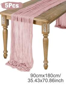 1件/5件套褶皱浅粉色桌旗，可折叠桌旗桌布，节日生日婚礼派对圣诞节新年2025家居聚会餐桌装饰桌布，桌旗，桌布 - 淺粉色 - 查看 14