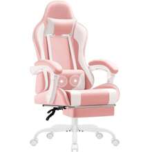 Gaming Chair, Video Game Chair With Footrest And Massage Lumbar Support, Ergonomic Computer Chair Height Adjustable With Swivel Seat And Headrest - Pink - View 7