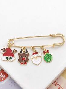 Set de 1/5 broches navideños - Árbol de Navidad, Muñeco de nieve, Copo de nieve, Calcetín y patrones de Renos - Pines de metal de aleación, adecuados para ropa y mochilas - Regalo perfecto para las fiestas