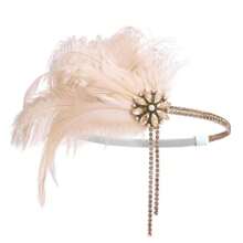 Xiacheng 1920年代爵士女郎服装配饰套装：1920年代爵士女郎发箍、复古珍珠项链、手套 - 粉色 - 查看 8