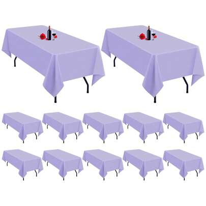 12 Pack Tablecloth 60x126 Inch Table Clothes For 8 Foot Rectangle Tables Stain And Wrinkle Resistant Washable Polyester Fabric Table Cloth For Parties Wedding Banquet Dining Table