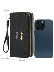 Ví cầm tay cổ điển, ví cầm tay dung lượng lớn, có ngăn đựng thẻ có khóa kéo, 8 ngăn và nhiều ngăn, ví cầm tay thanh lịch, ví móc khóa nhiều màu, quà tặng Valentine cho phụ nữ, ví cầm tay, ví dài, ví đeo tay - màu đen - Xem 4