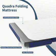 GartistGo Foldable Blue Guest Mattress, 4-Piece, H3 Hardness, 10 Cm Height, Removable Cover, Comfort Foam Core - 藍白色 - 查看 4