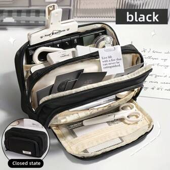 BUNKI Large Capacity Simple Japanese Pen Bag New Stationery Box Pencil Case Ins Cosmetics Storage Bag. Multifunctional Stationery Bag, Stationery Pencils And Pens Marker Pen Storage Bag, Marker Pen Box, Fountain Pen Box, Beauty Makeup Bag, Portable Cosmetic Bag Storage Bag, Office Desk Supplies Storage Bag, Large-Capacity Stationery Box Suitable For Office, School Supplies, Gifts