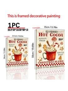 1pc Hot Cocoa Decorative Poster, Cup Of Cocoa Wreath Sign, Kitchen Wall Art Decor Without Frame Canvas Print Home Decor Christmas Decorations Room Decor Christmas
