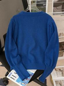 Áo dài tay kiểu đèn lồng dễ thương, ngọt ngào, nữ tính, thích hợp cho mùa xuân/đông và năm mới, phối cùng chân váy và giày, phù hợp cho các buổi hẹn hò đầu xuân/thu, công viên giải trí, các sự kiện tựu trường (Chỉ bán áo/áo khoác) Phong cách thường ngày - Màu xanh lam - Xem 8