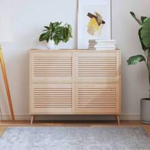 Solid Wood Cabinet Door Slat Design Set Of 4 39.5x59.4 Cm Durable And Stylish Home Storage Solution - 棕色 - 查看 1