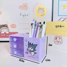 Sanrio 1 szt. Uroczy Sanrio Cartoon Jednolity Kolor Szuflada Styl Pudełko Do Przechowywania Pulpit Mini Dwuwarstwowe Pudełko Organizacyjne Kolorowe Biuro Małe Szuflady Do Przechowywania (Losowy Styl)