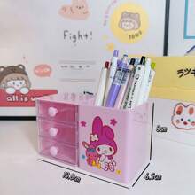 Sanrio 1 szt. Uroczy Sanrio Cartoon Jednolity Kolor Szuflada Styl Pudełko Do Przechowywania Pulpit Mini Dwuwarstwowe Pudełko Organizacyjne Kolorowe Biuro Małe Szuflady Do Przechowywania (Losowy Styl)