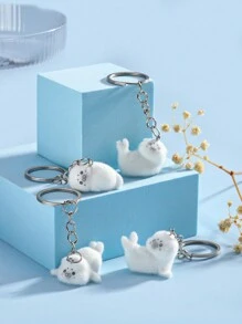 可爱卡通树脂植绒可爱小海豹钥匙扣，可爱精致卡通动物情侣包/手机/钥匙链吊坠，派对礼物汽车配件包饰学校哥特 Y2k 包饰挂绳带身份证夹汽车配件包饰 - 彩色 - 查看 8