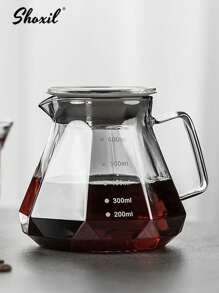 shoxil 2 件套灰色玻璃手冲咖啡壶和滤杯，钻石形咖啡壶和咖啡滴滤器，滴滤咖啡壶套装，适用于家庭和办公室 - 灰色 - 查看 4