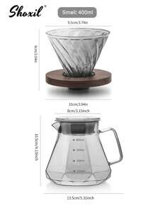 shoxil 2 件套灰色玻璃手冲咖啡壶和滤杯，钻石形咖啡壶和咖啡滴滤器，滴滤咖啡壶套装，适用于家庭和办公室 - 灰色 - 查看 8