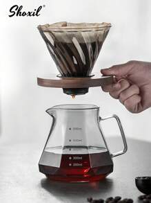 shoxil 2 件套灰色玻璃手冲咖啡壶和滤杯，钻石形咖啡壶和咖啡滴滤器，滴滤咖啡壶套装，适用于家庭和办公室 - 灰色 - 查看 3