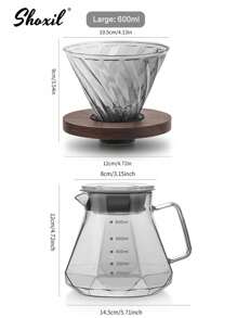 shoxil 2 件套灰色玻璃手冲咖啡壶和滤杯，钻石形咖啡壶和咖啡滴滤器，滴滤咖啡壶套装，适用于家庭和办公室 - 灰色 - 查看 9