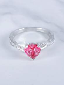 1 pieza Anillo de mujer con forma de corazón con 12 piedras de nacimiento del zodíaco, elegante y romántico, adecuado como regalo de San Valentín, aniversario, regalo romántico para tu pareja, boda y compromiso