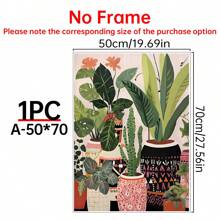 1pc Boho Boho Antique Vase, House Plant Mural, Wall Canvas Art, Home Poster, Framed Art Gift,Wall Art Gifts Birthday Graduation - Multicolor - View 16