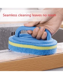 Powerful Sponge Scrub Brush For Multi-Purpose Cleaning, Including Bathroom, Kitchen And Floor, With Productivity For Cleaning Oil Stain On Bath Tub, Tile, Stove And Glass - Blue 3-layer Sponge Handle Brush - View 8