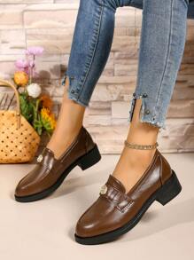 2025 Spring New Vintage Loafers Slip-On Small Leather Shoes British Style Women Flats - Brown - View 5